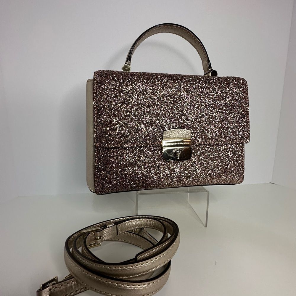 Kate Spade Sunset Lane Brynlee Crossbody Bag Purse Glitter Rosegold Sparkle NWOT